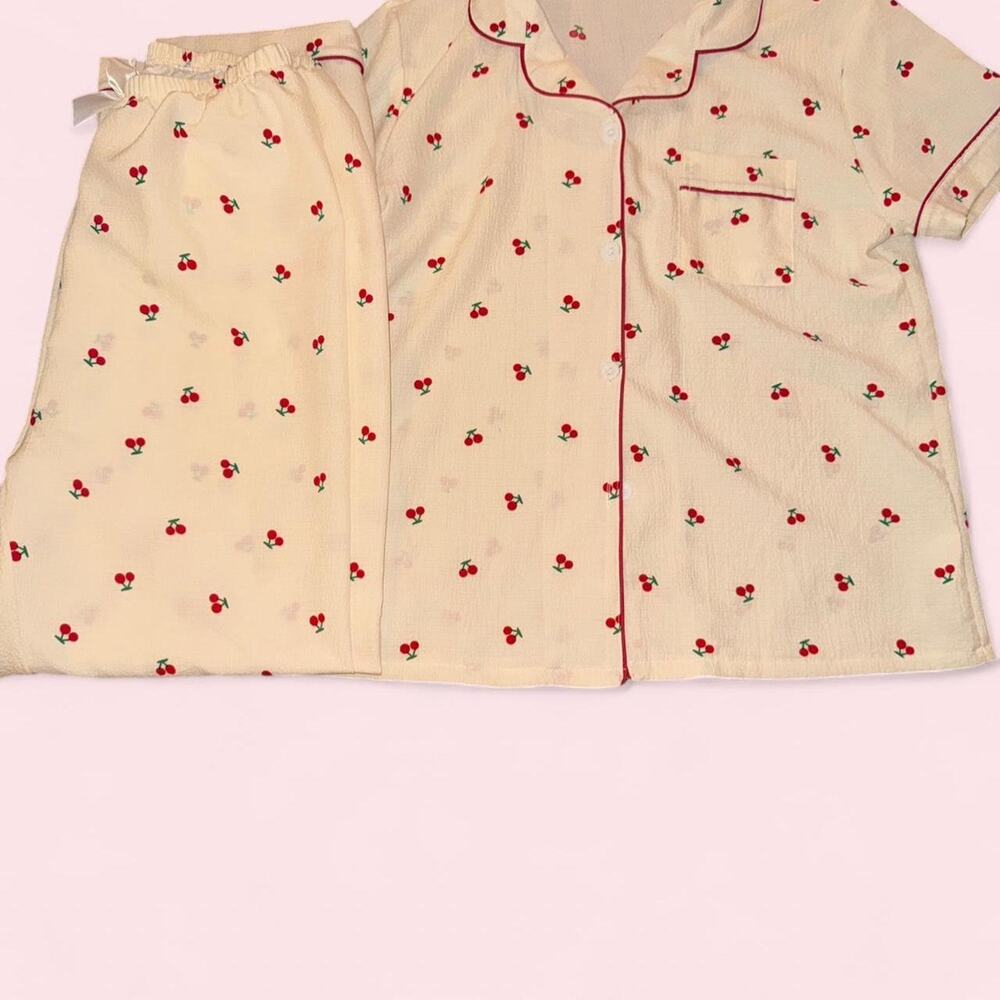 Cherry Print Pajama set Size Small Fruit PJ Set